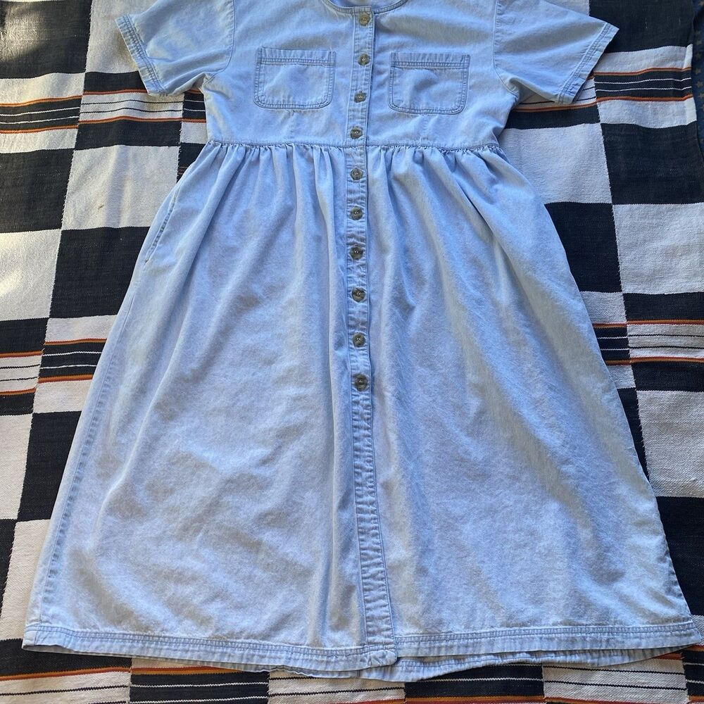 Vintage 80’s Fads Cotton Button Up Dress. Pockets. Large. Boho. Casual. - Picture 8 of 14